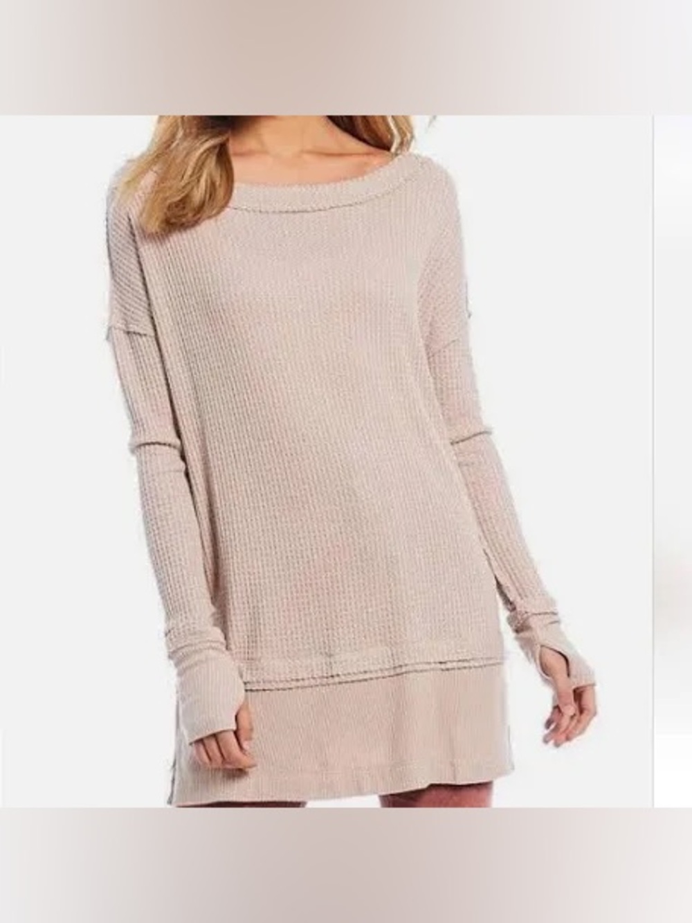 We the Free Beige North Shore Thermal Long Sleeve Knit Small